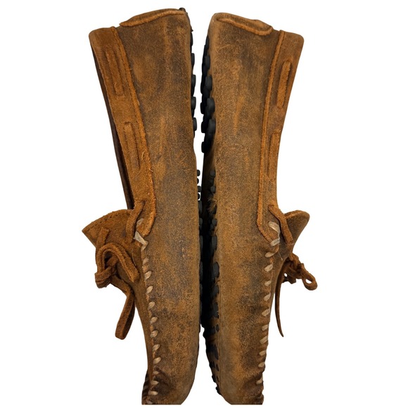 Minnetonka Mens Brown Suede Driving Moccasins Loafers Pebbled Sole Brown 10.5 - Picture 4 of 8